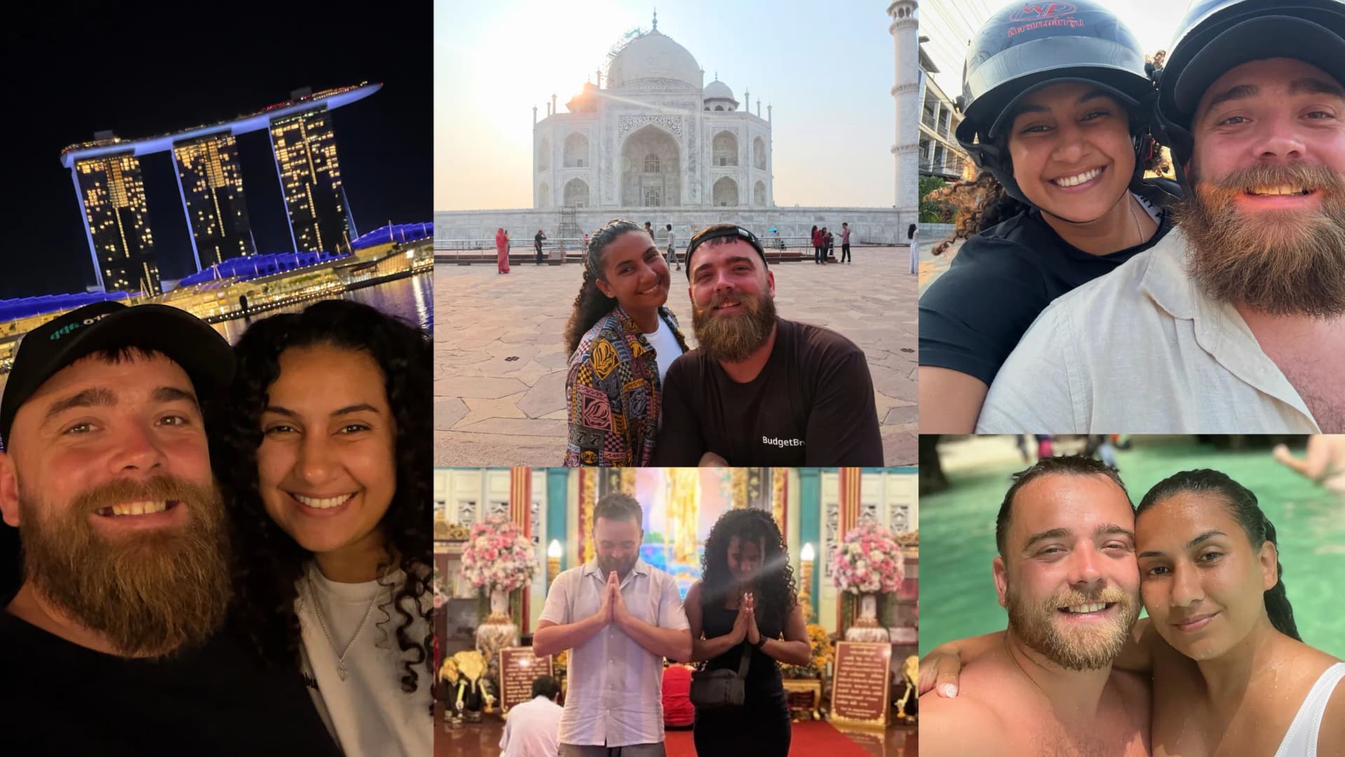 Josh and Samar travelling together in Singapore, the Taj Mahal, Thailand and more.