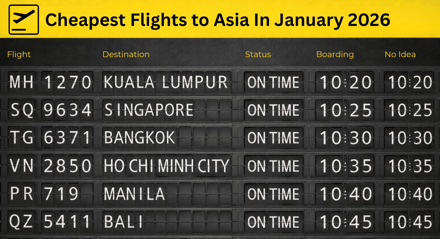 Cheapest Flights to Asia In January 2026 @budgetbro.app