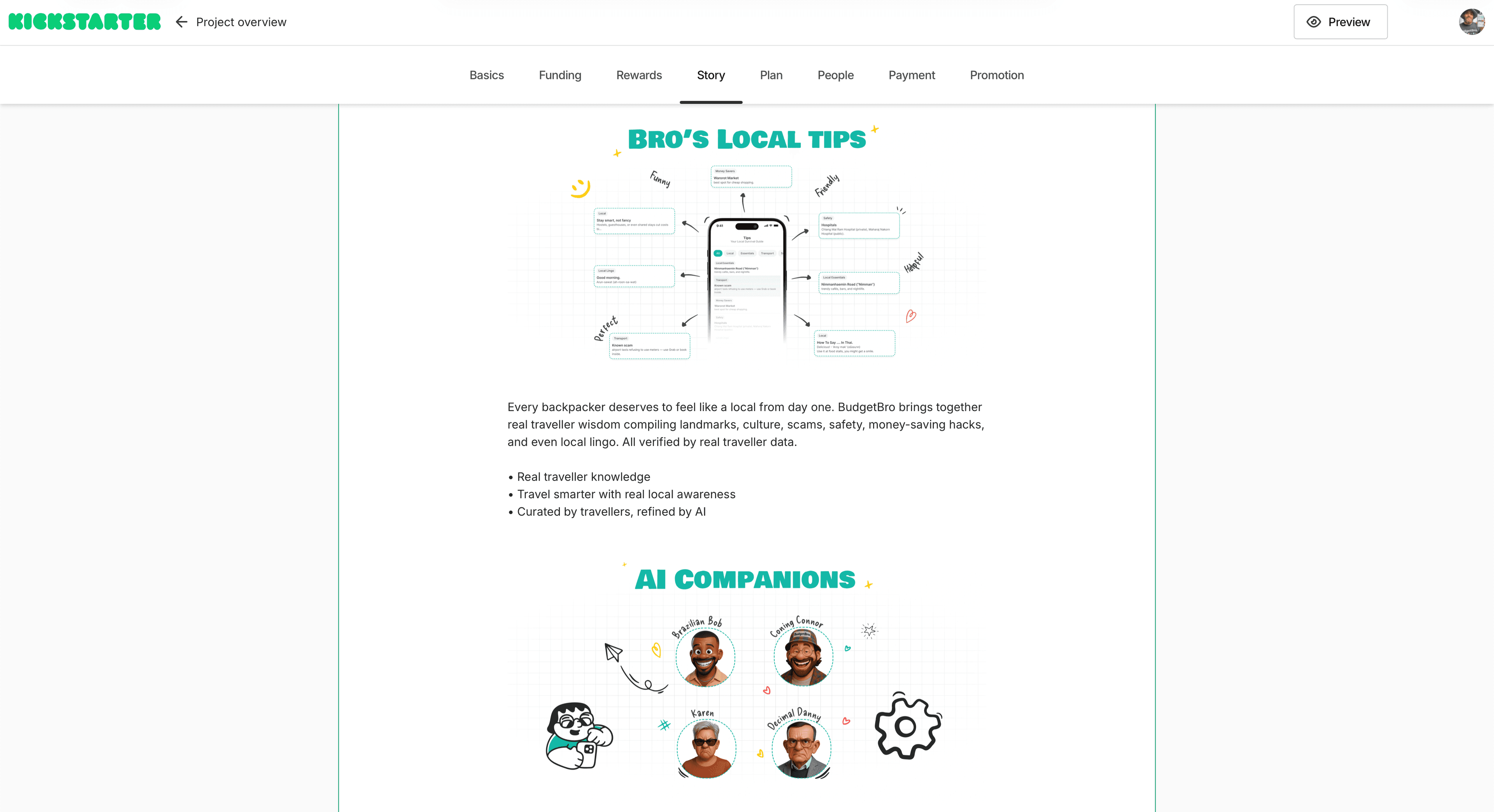 Kickstarter campaign BudgetBro budget travel app