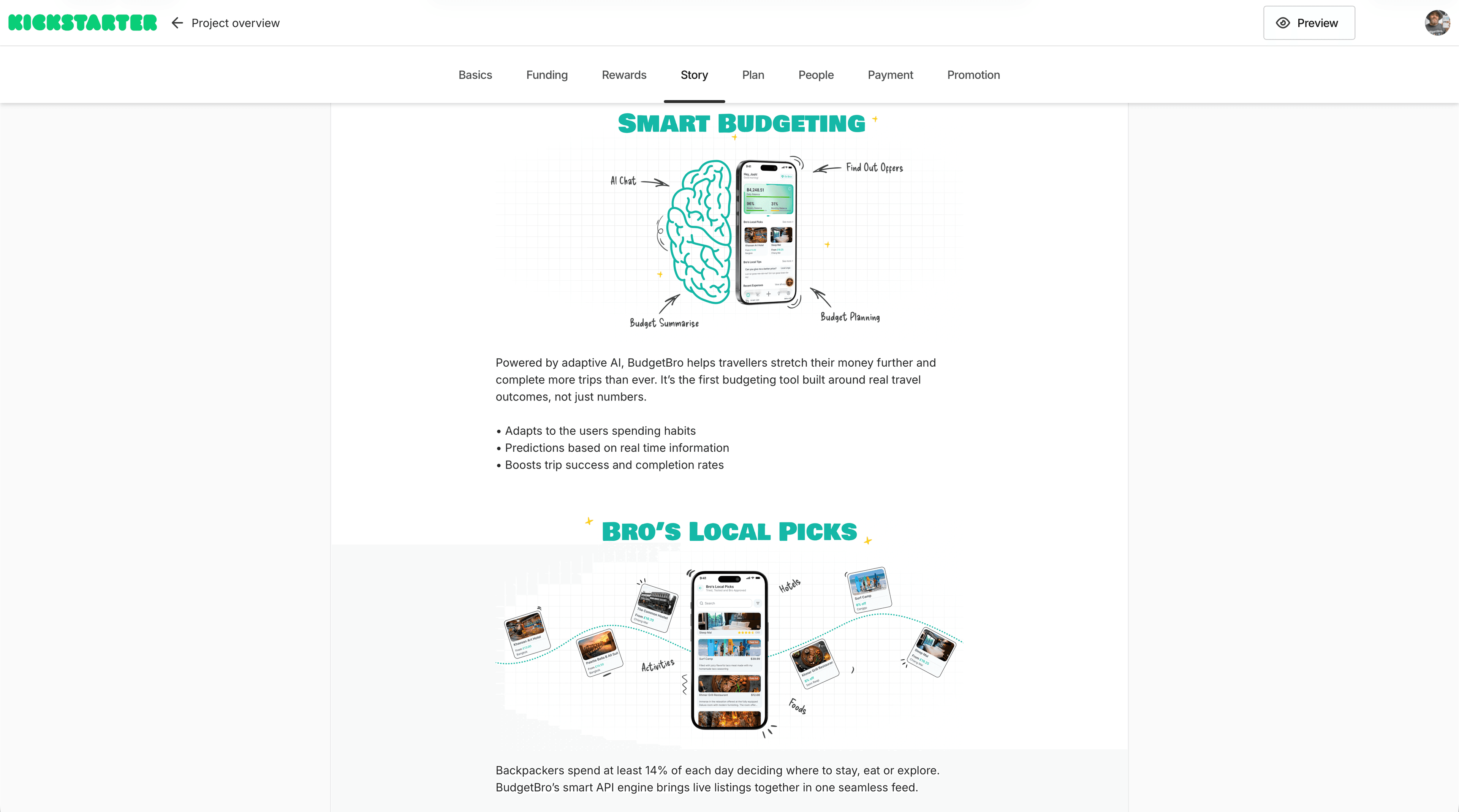 Kickstarter campaign BudgetBro budget travel app