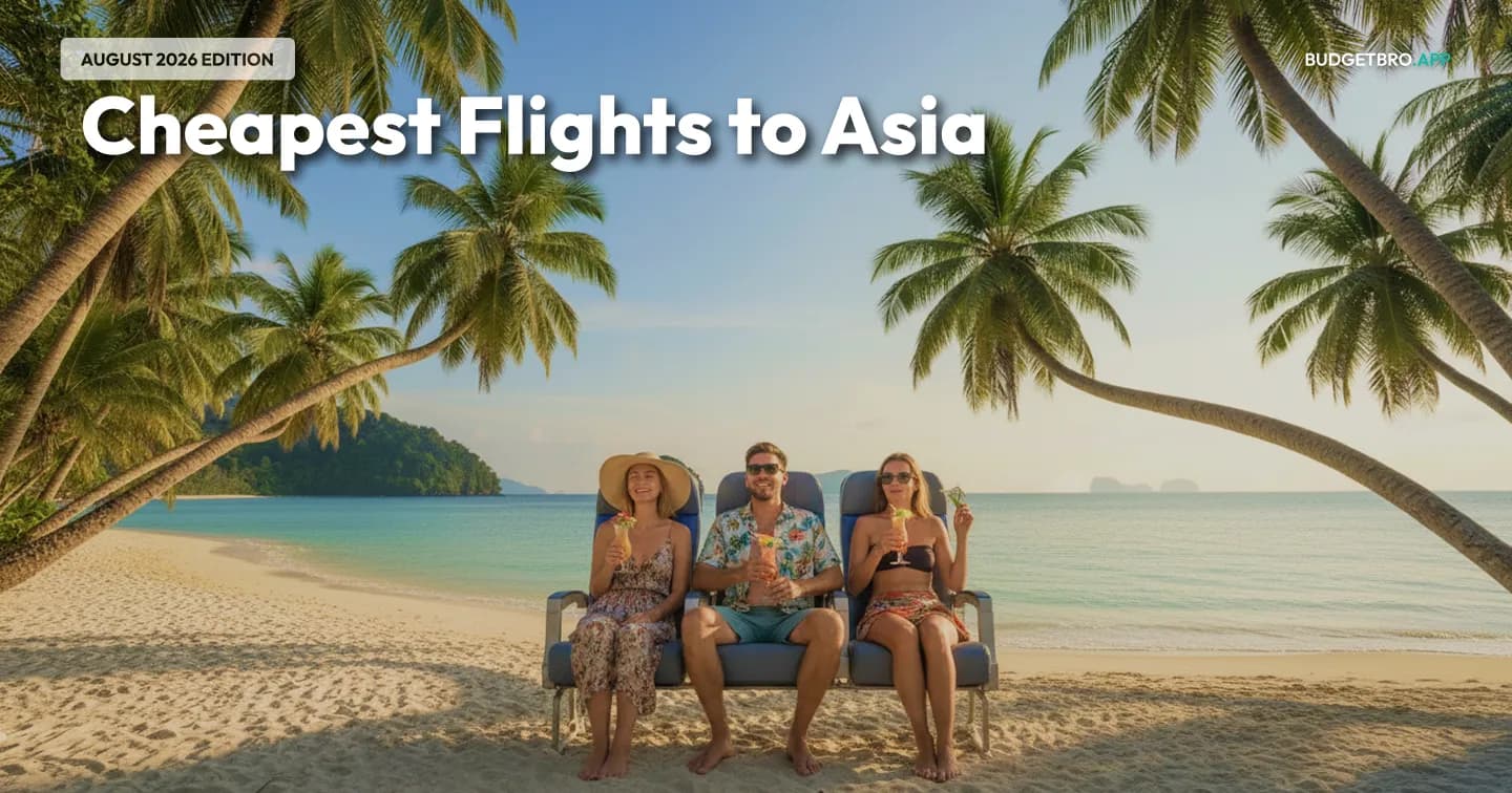 Travellers On An Airplane Seat On The Beach | Cheapest Flights Asia Article | BudgetBro