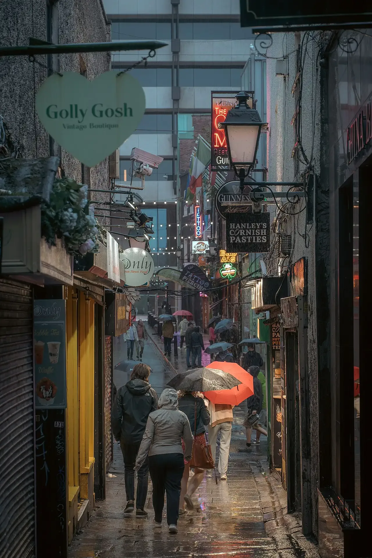 Merchant's Arch lane in Dublin's Temple Bar on a rainy day | BudgetBro 