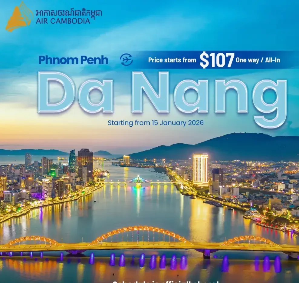 Air Cambodia Phnom Penh to Da Nang Direct Flight