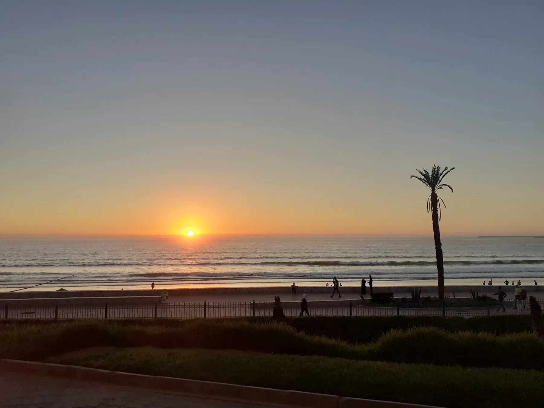 Sunset over the beach and palm trees in Agadir, Morocco | BudgetBro 