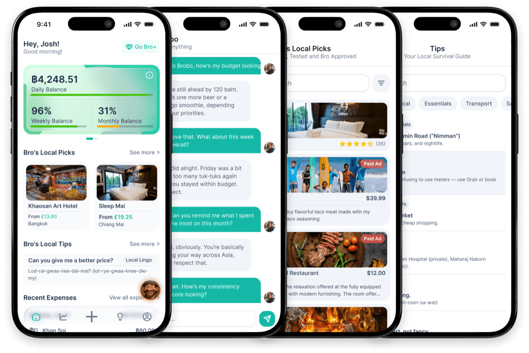 The BudgetBro app on two phones