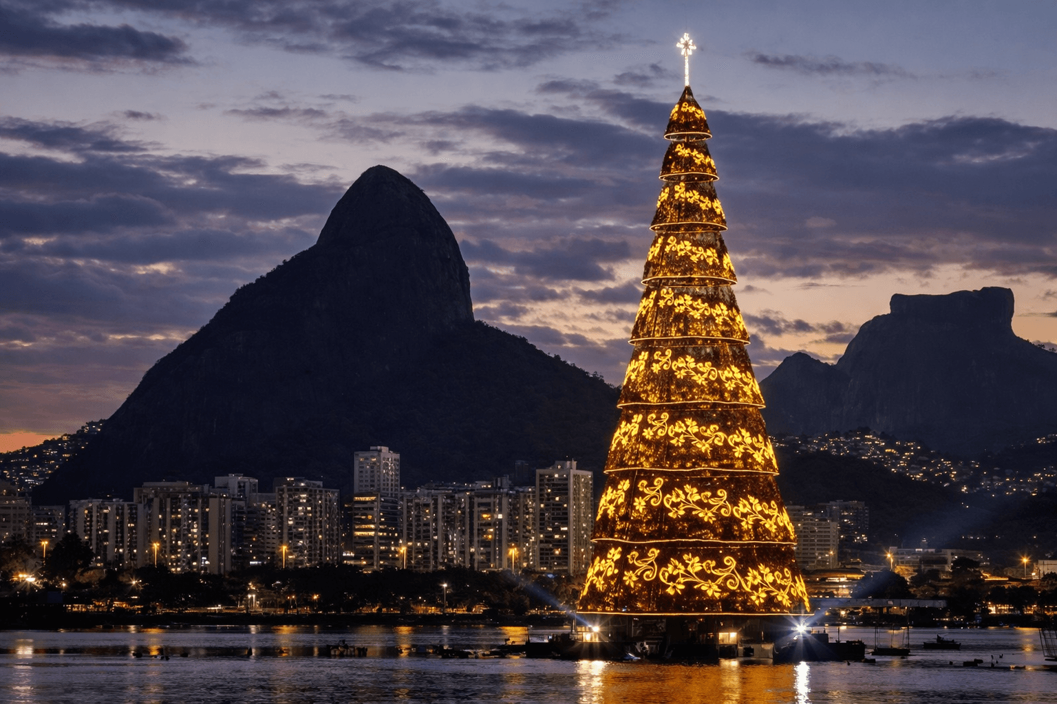 Árvore de Natal iluminada sobre a lagoa.png