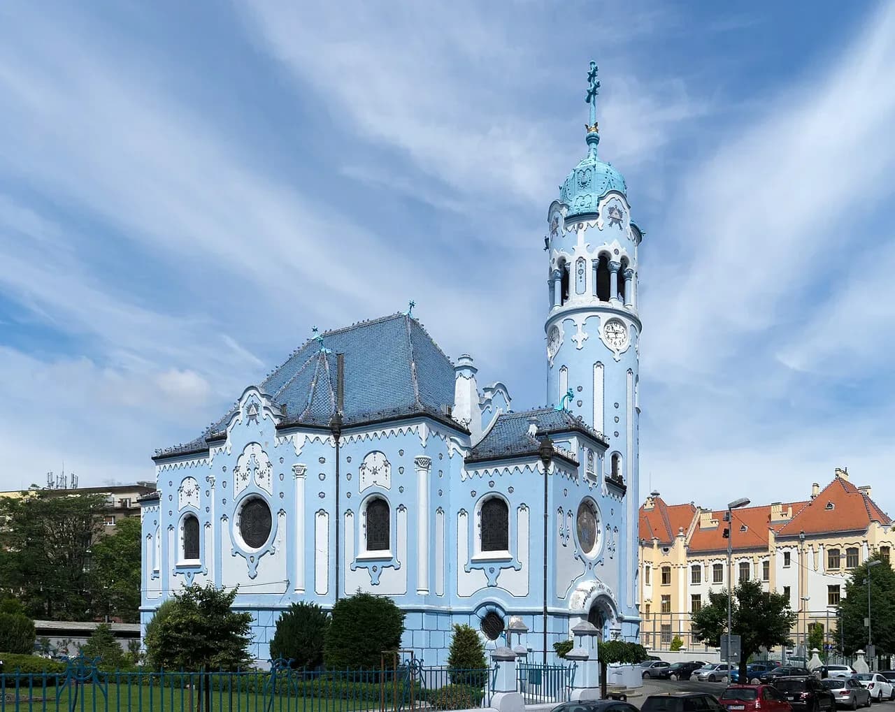 The pale blue Church of St Elizabeth, known as the Blue Church, in Bratislava | BudgetBro